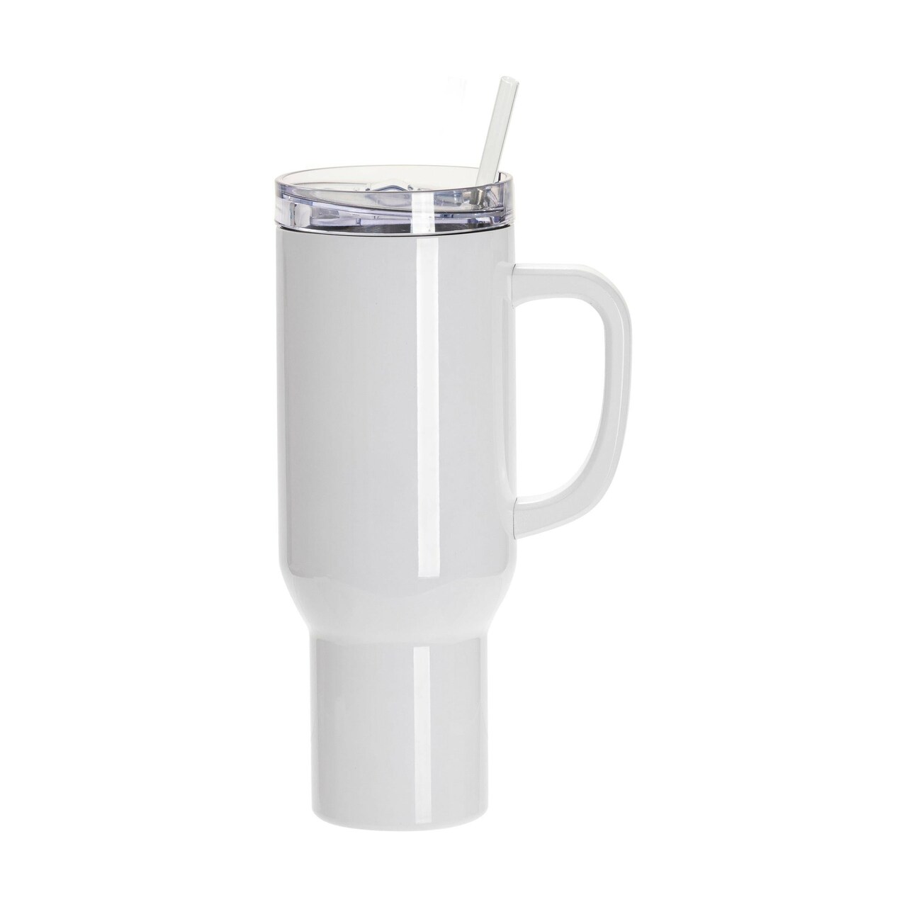 Craft Express 40oz White Travel Tumbler with Lid, Straw & Handle, Sublimation Ready